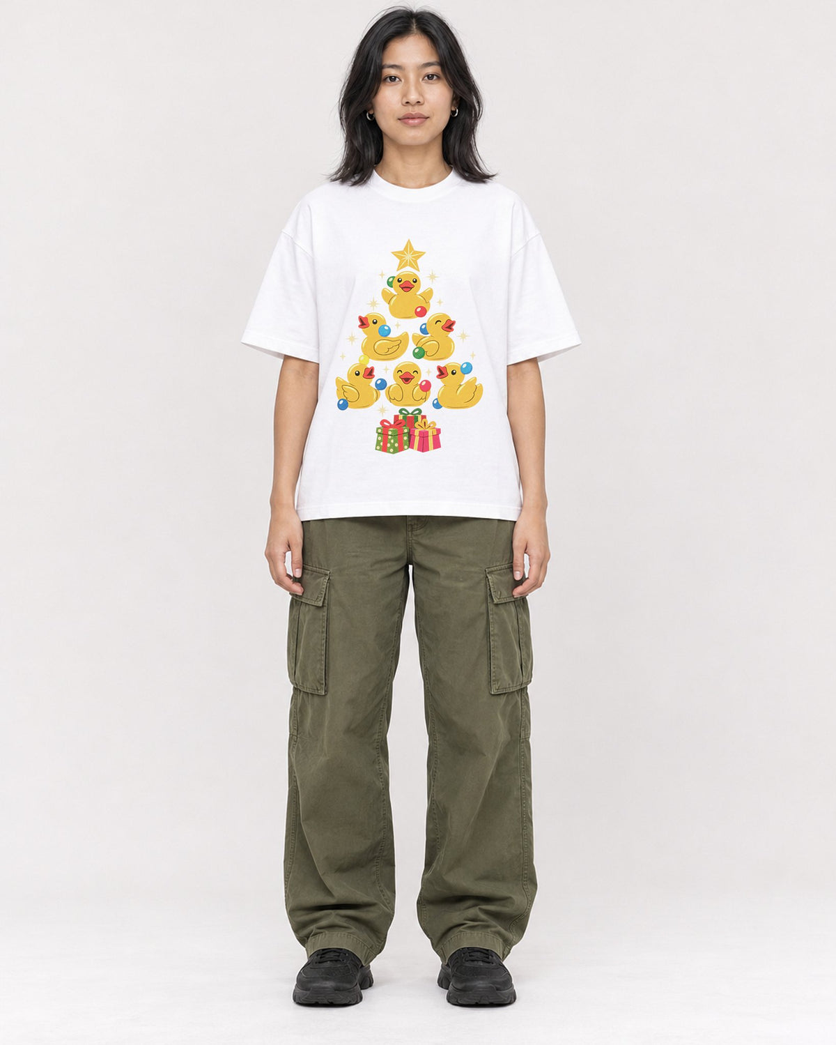 Mockup Boxy Heavyweight Tee White female full-body 22
