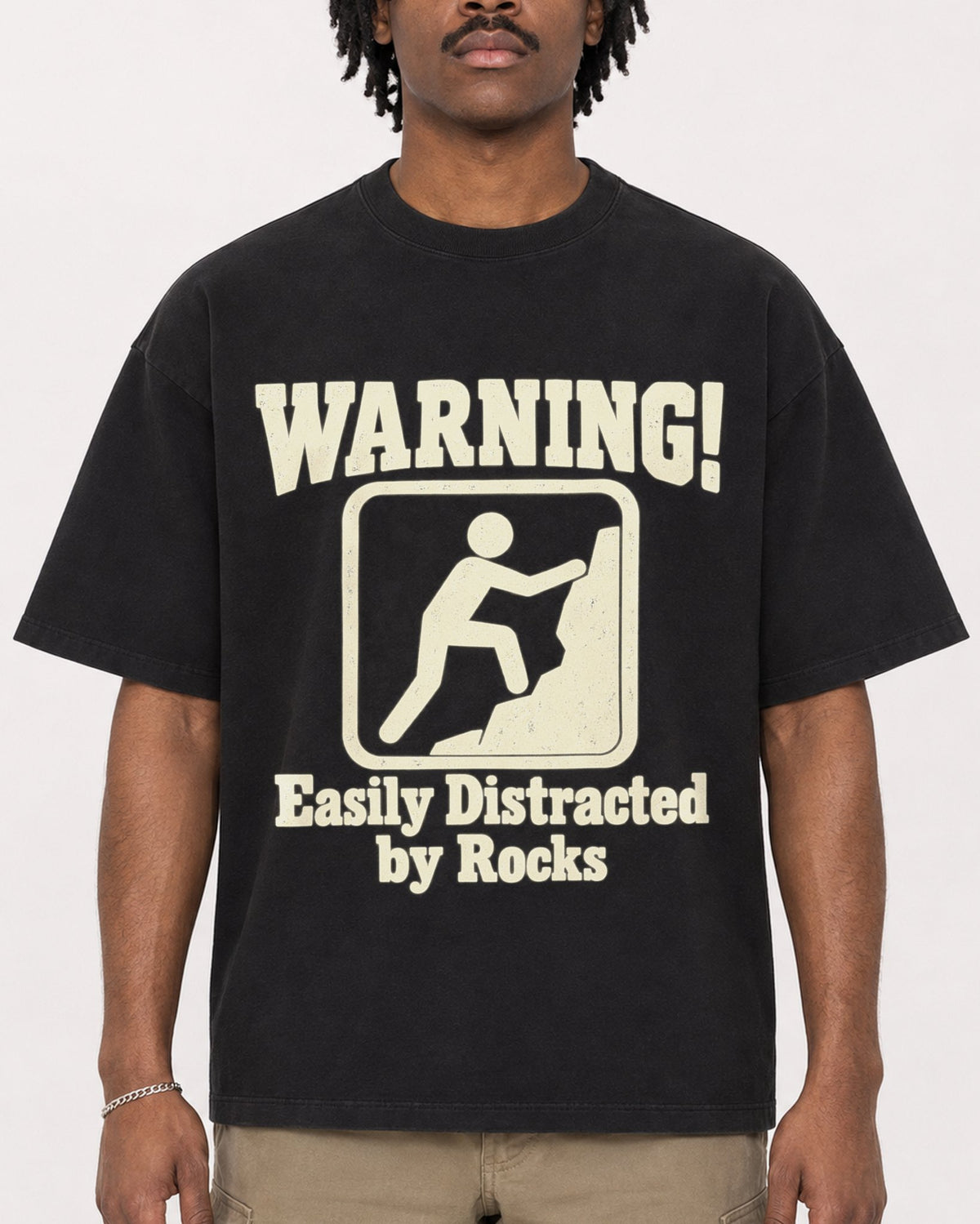 Mockup Boxy Heavyweight Tee Black male close-up 04