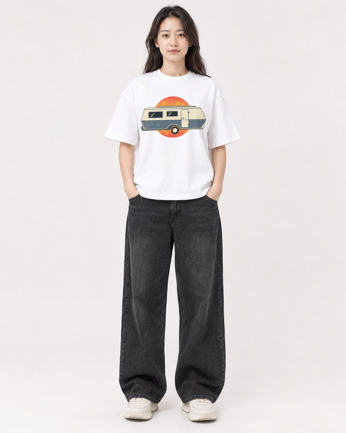 Mockup Boxy Heavyweight Tee White female full-body 03