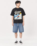 Mockup Boxy Heavyweight Tee Black male full-body 31