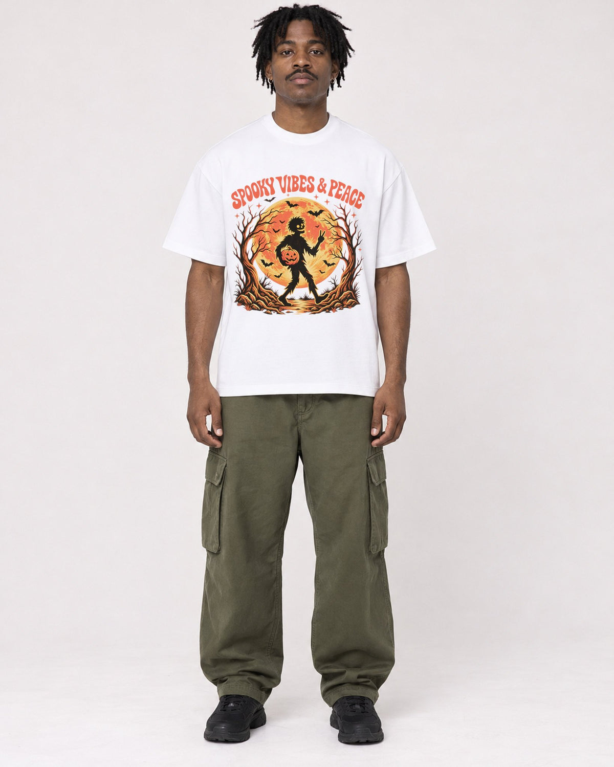Mockup Boxy Heavyweight Tee White male full-body 04