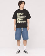 Mockup Boxy Heavyweight Tee Black male full-body 03