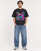 Mockup Boxy Heavyweight Tee Black male full-body 02