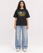 Mockup Boxy Heavyweight Tee Black female full-body 07