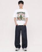 Mockup Boxy Heavyweight Tee White male full-body 01