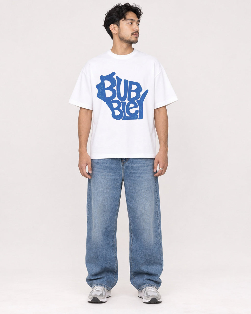 Mockup Boxy Heavyweight Tee White male full-body 02