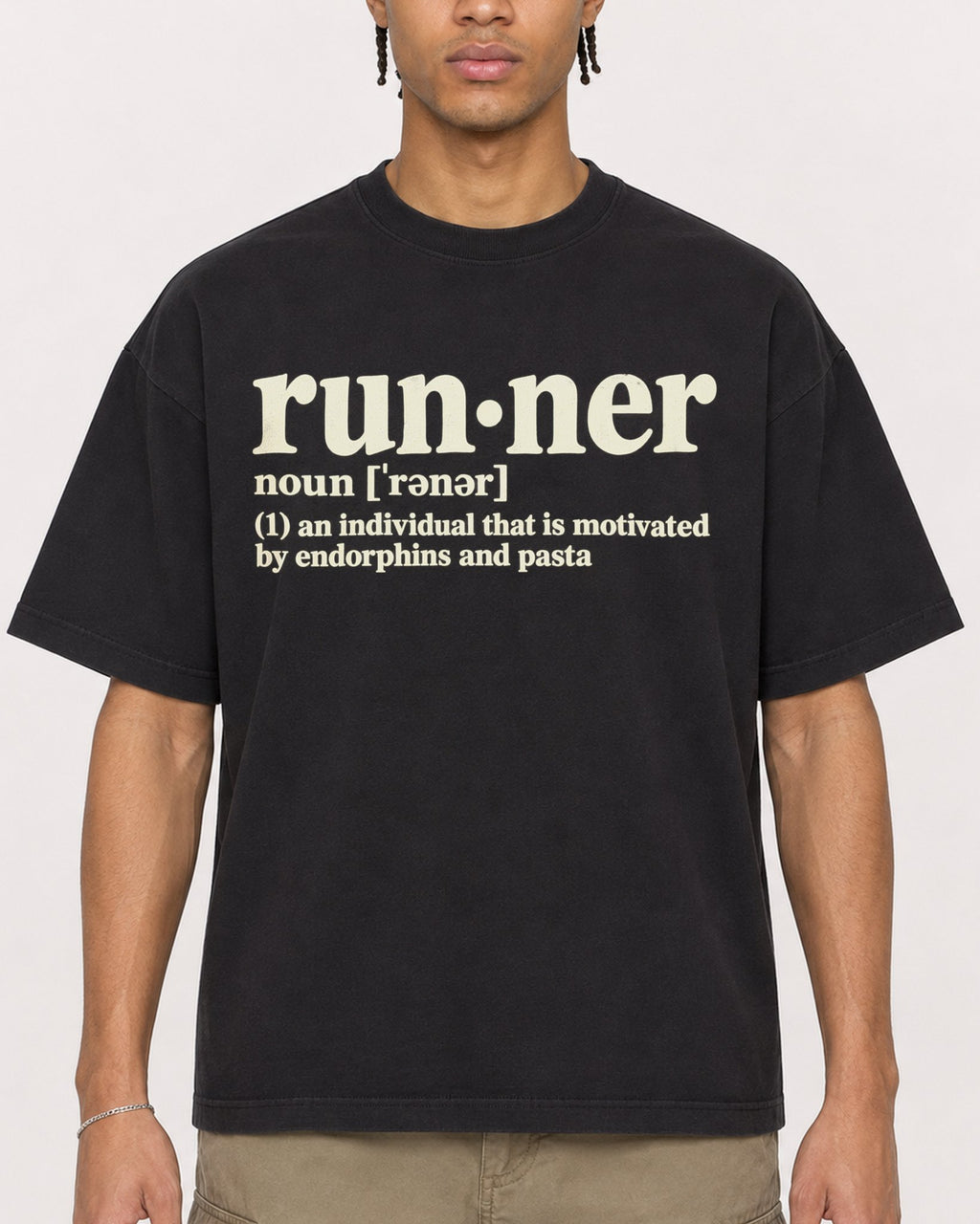 Mockup Boxy Heavyweight Tee Black male close-up 40