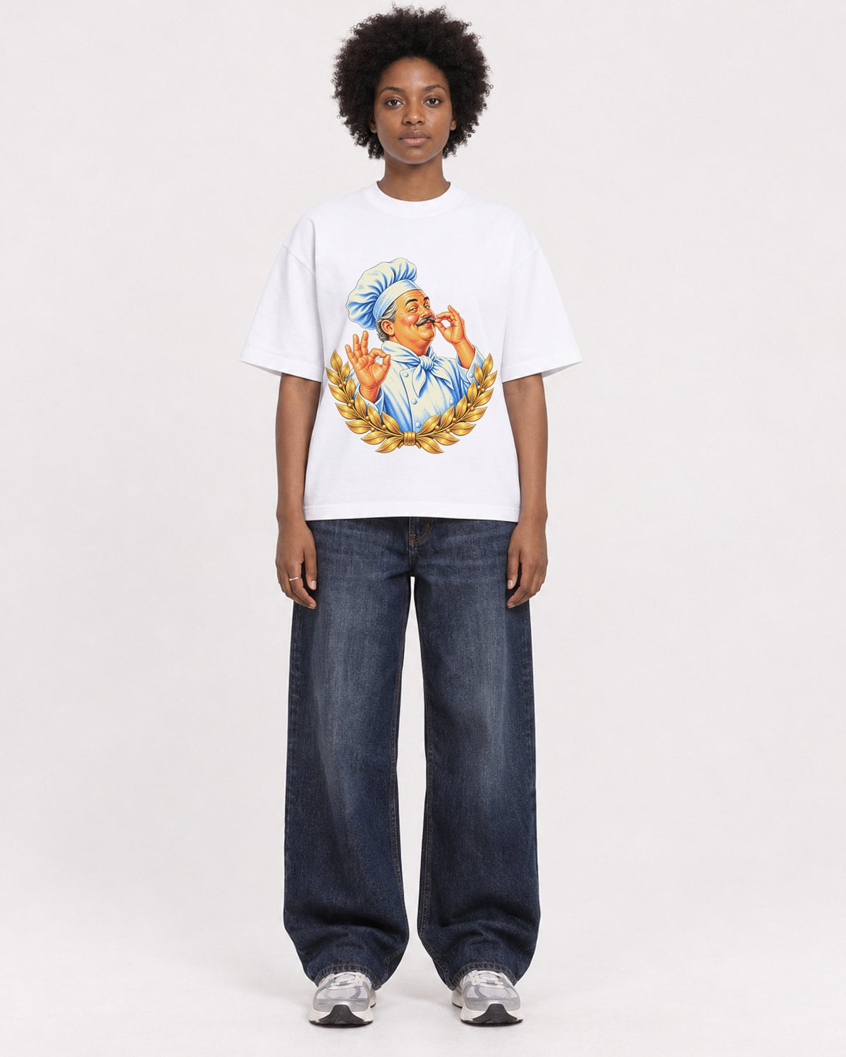 Mockup Boxy Heavyweight Tee White female full-body 14