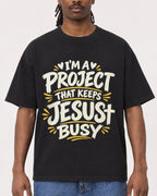 Mockup Boxy Heavyweight Tee Black male close-up 34
