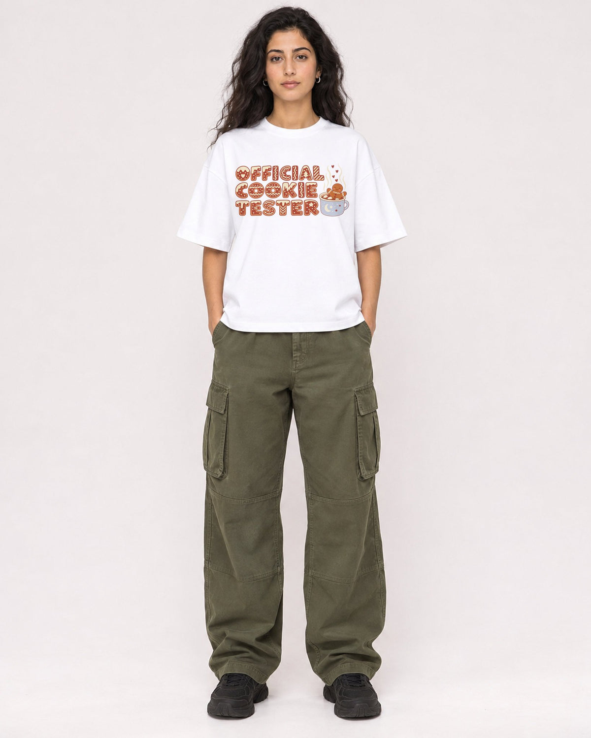 Mockup Boxy Heavyweight Tee White female full-body 07