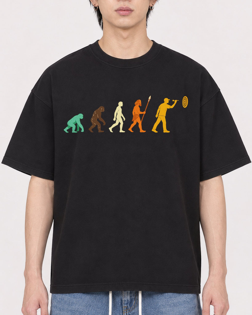 Mockup Boxy Heavyweight Tee Black male close-up 11