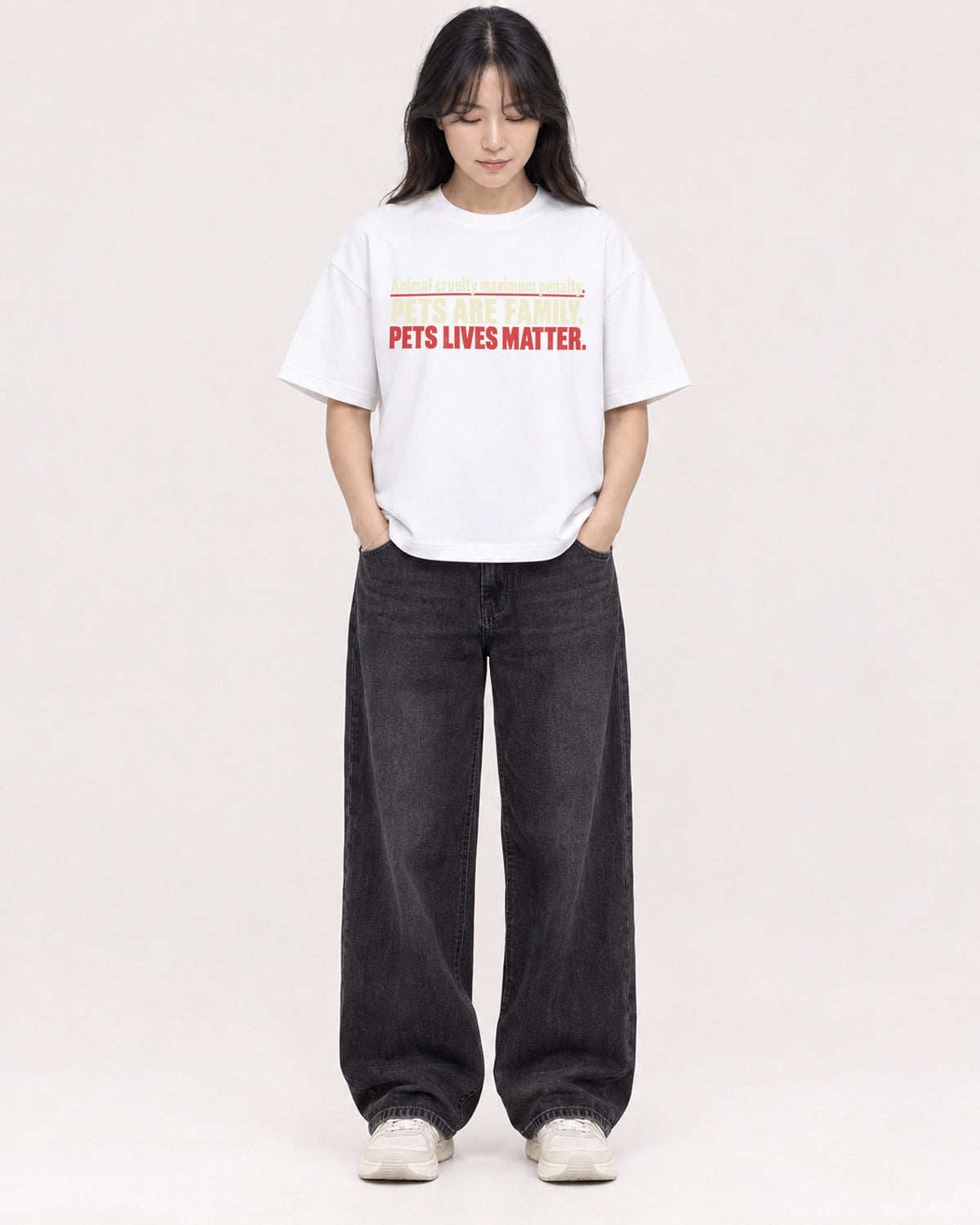 Mockup Boxy Heavyweight Tee White female full-body 13