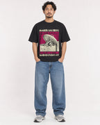 Mockup Boxy Heavyweight Tee Black male full-body 02