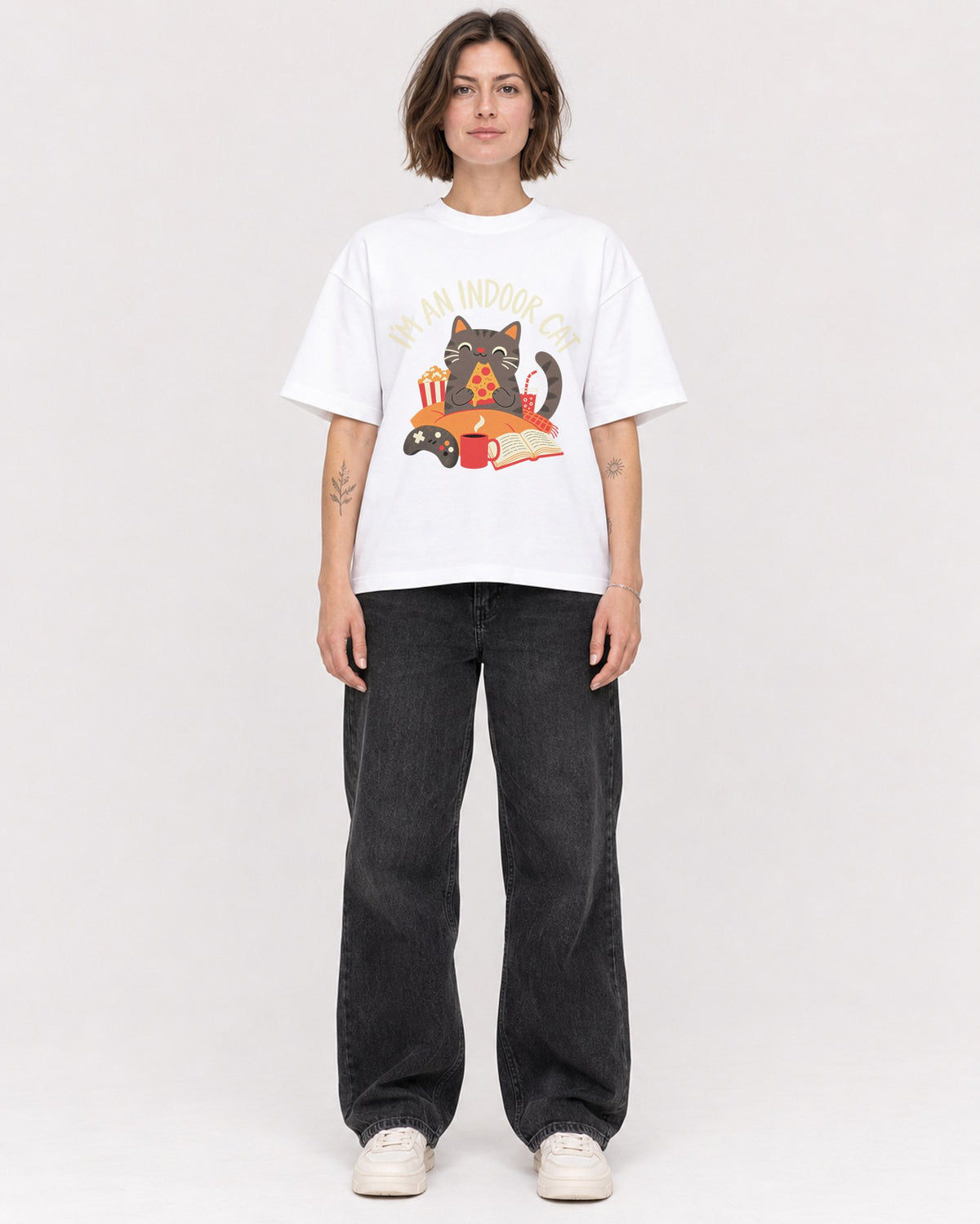 Mockup Boxy Heavyweight Tee White female full-body 18