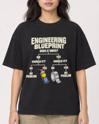 Mockup Boxy Heavyweight Tee Black female close-up 02