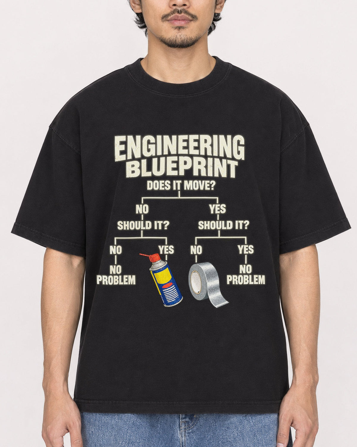 Mockup Boxy Heavyweight Tee Black male close-up 02