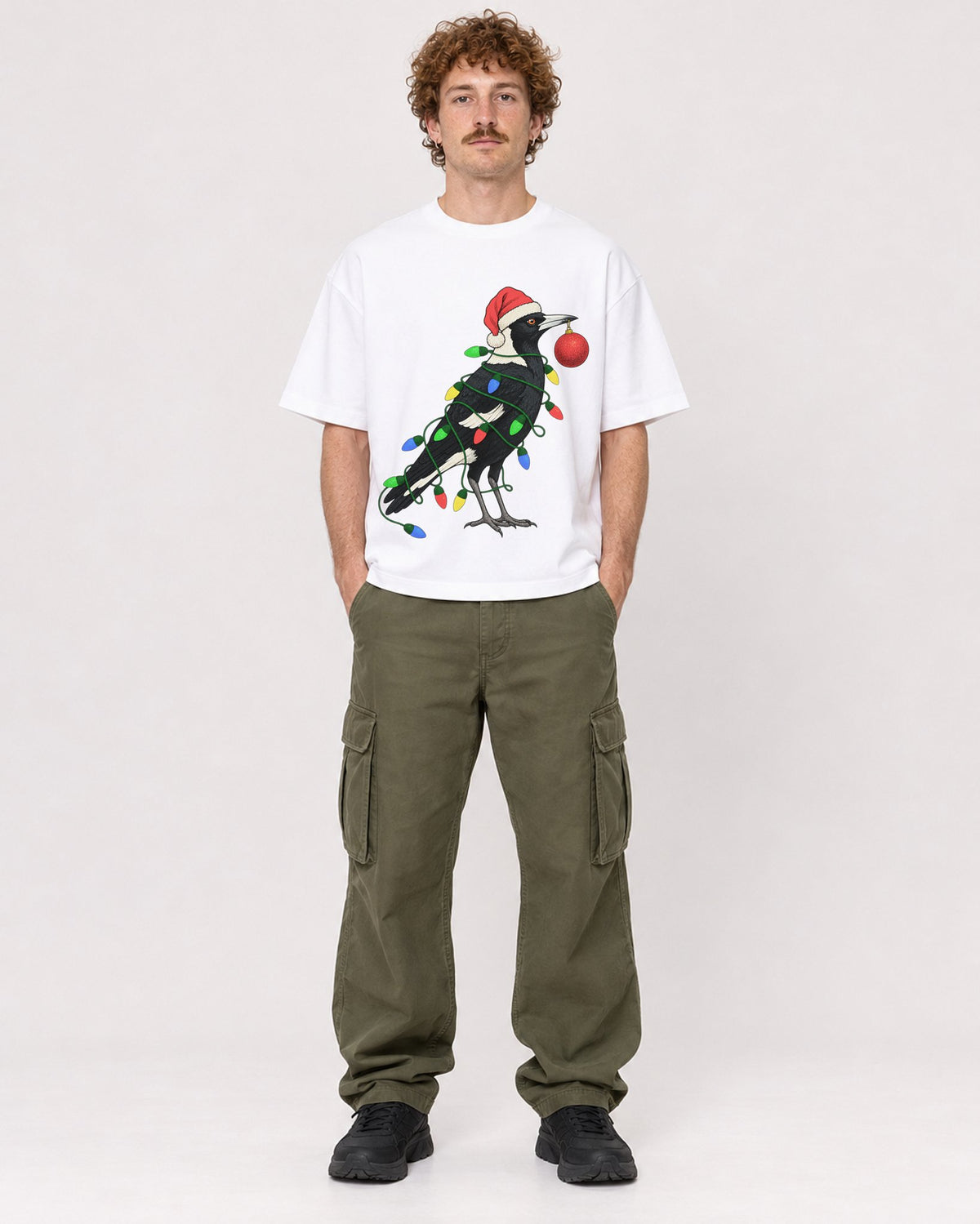 Mockup Boxy Heavyweight Tee White male full-body 09