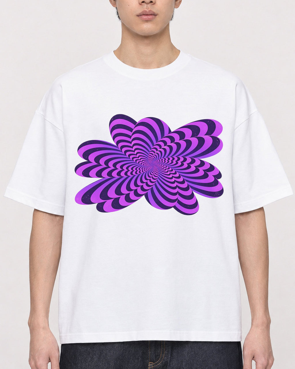 Mockup Boxy Heavyweight Tee White male close-up 01