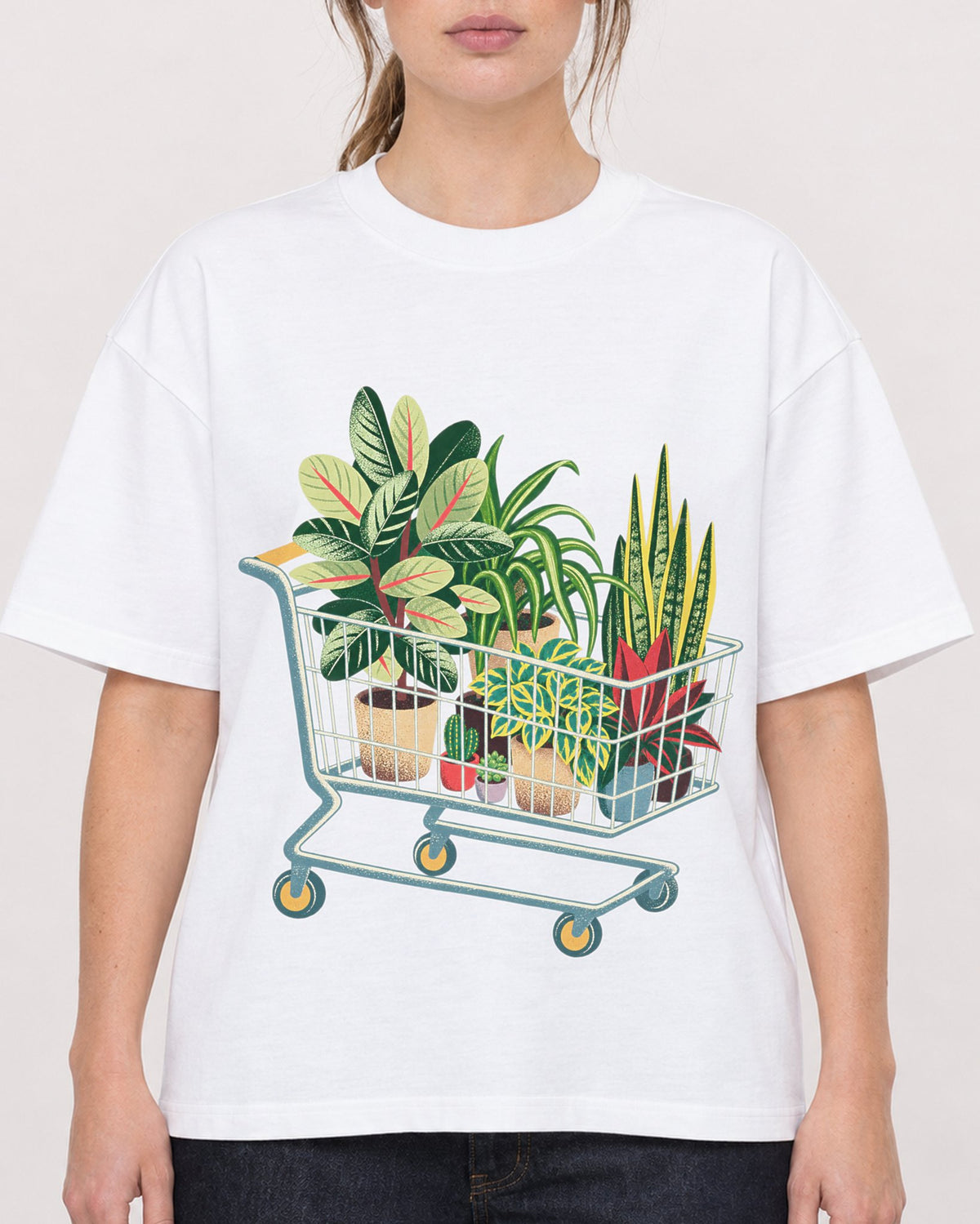 Mockup Boxy Heavyweight Tee White female close-up 29