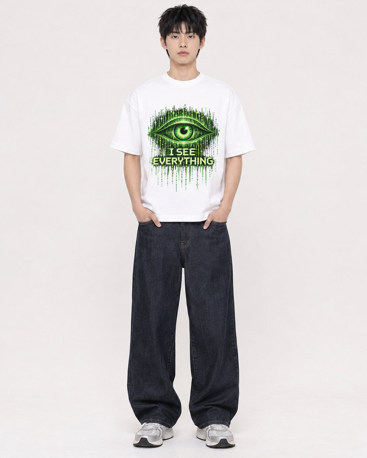 Mockup Boxy Heavyweight Tee White male full-body 01