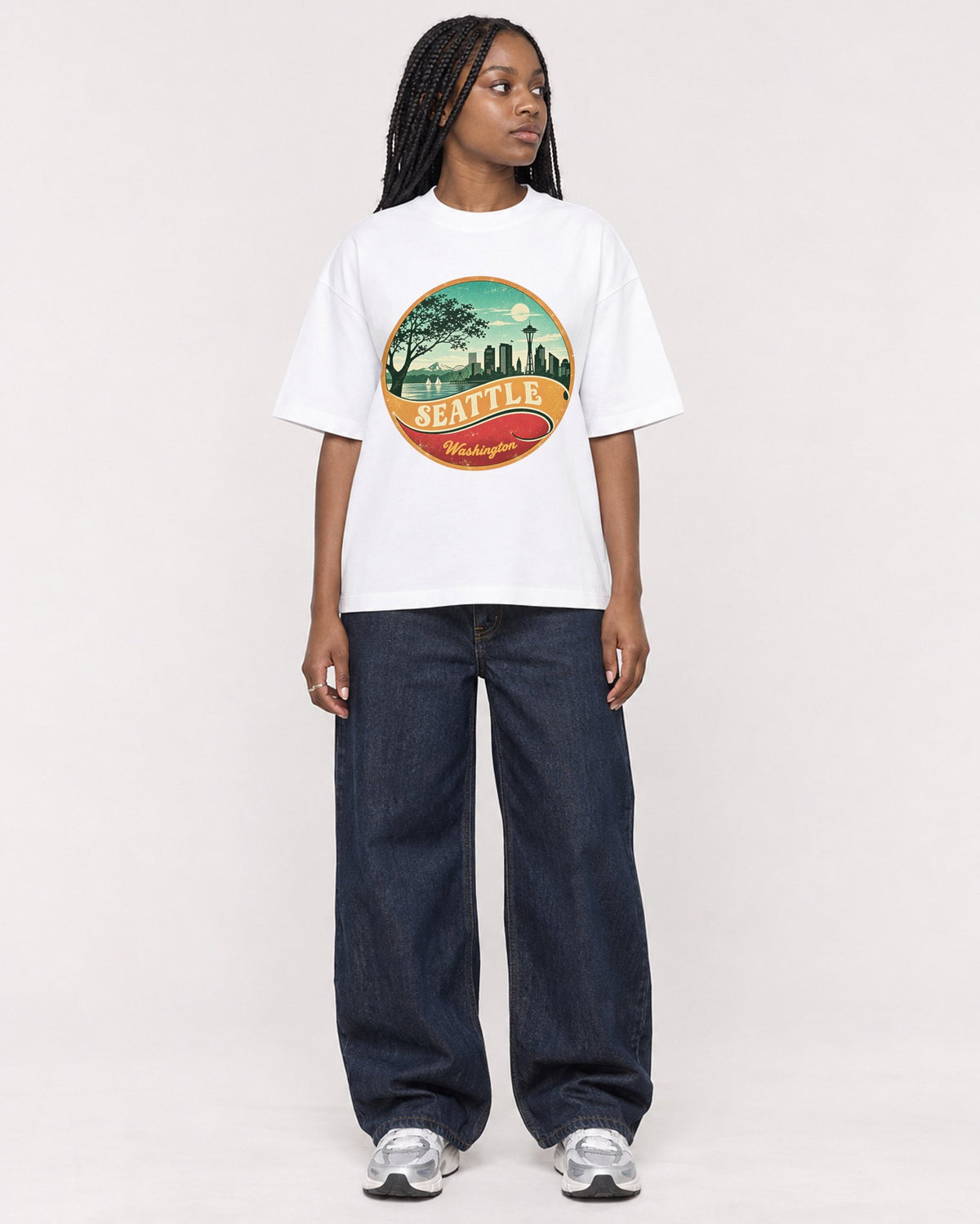 Mockup Boxy Heavyweight Tee White female full-body 04