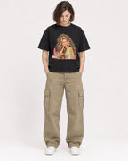 Mockup Boxy Heavyweight Tee Black female full-body 18
