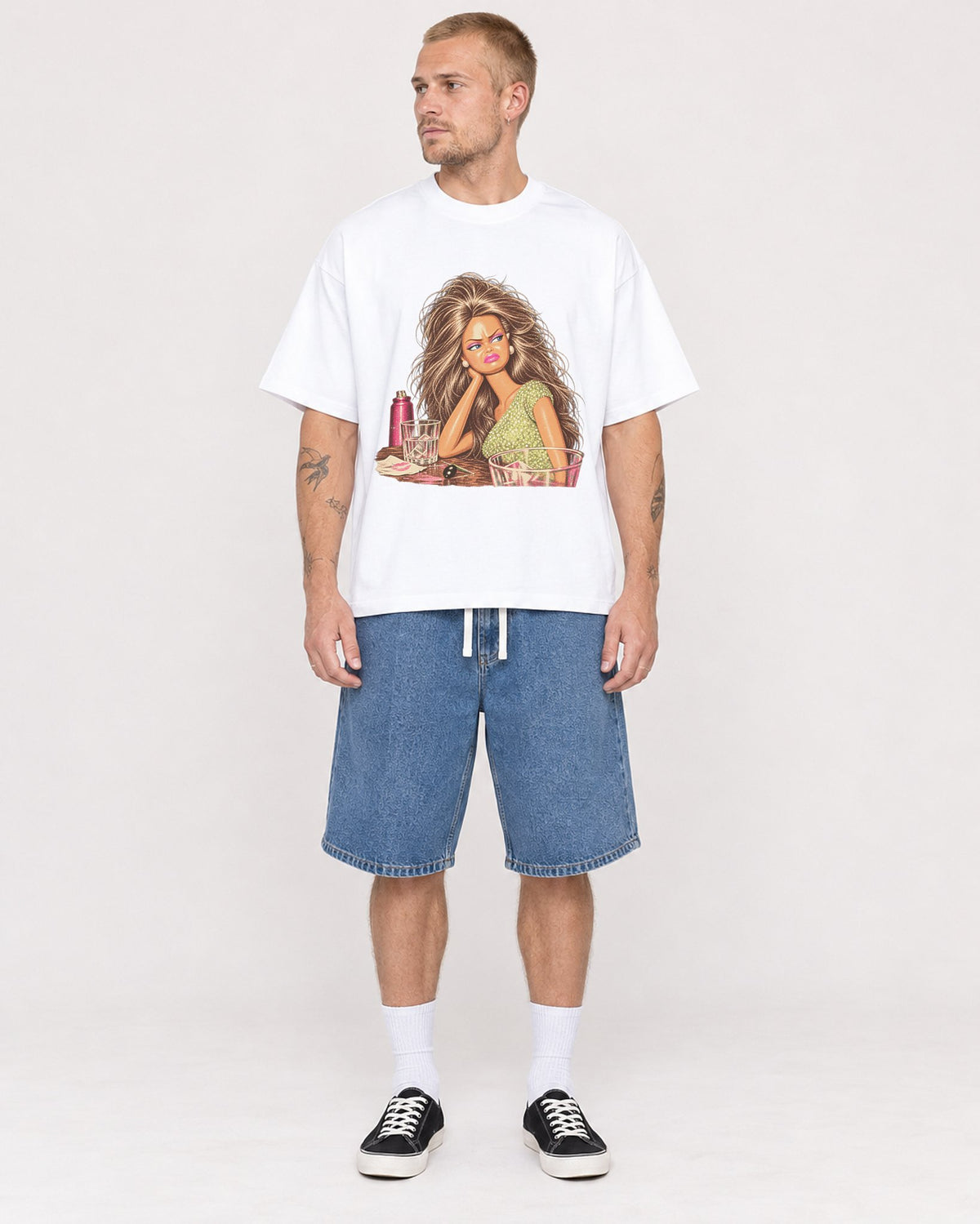Mockup Boxy Heavyweight Tee White male full-body 18