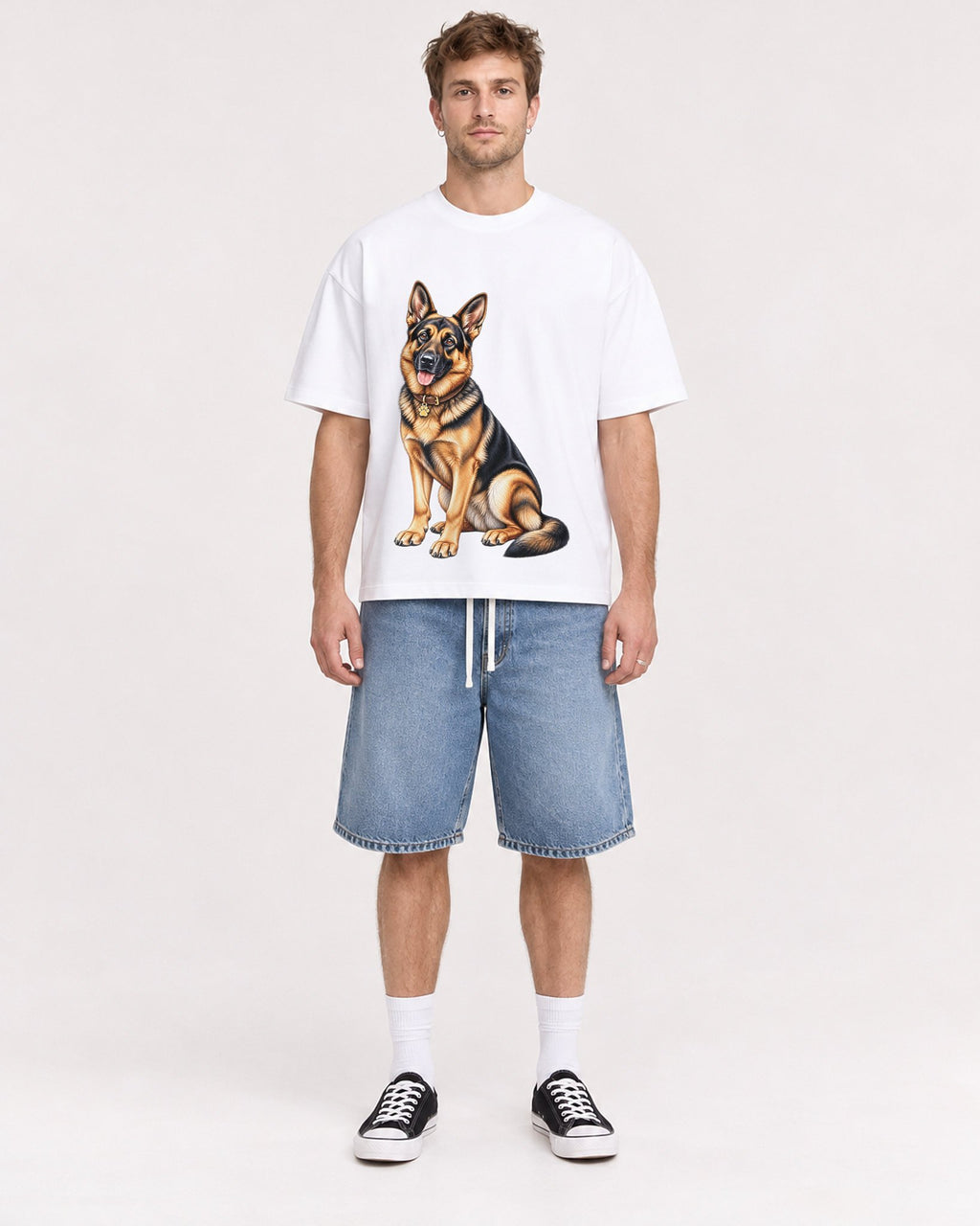 Mockup Boxy Heavyweight Tee White male full-body 08