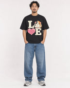 Mockup Boxy Heavyweight Tee Black male full-body 02