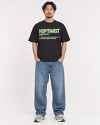 Mockup Boxy Heavyweight Tee Black male full-body 02