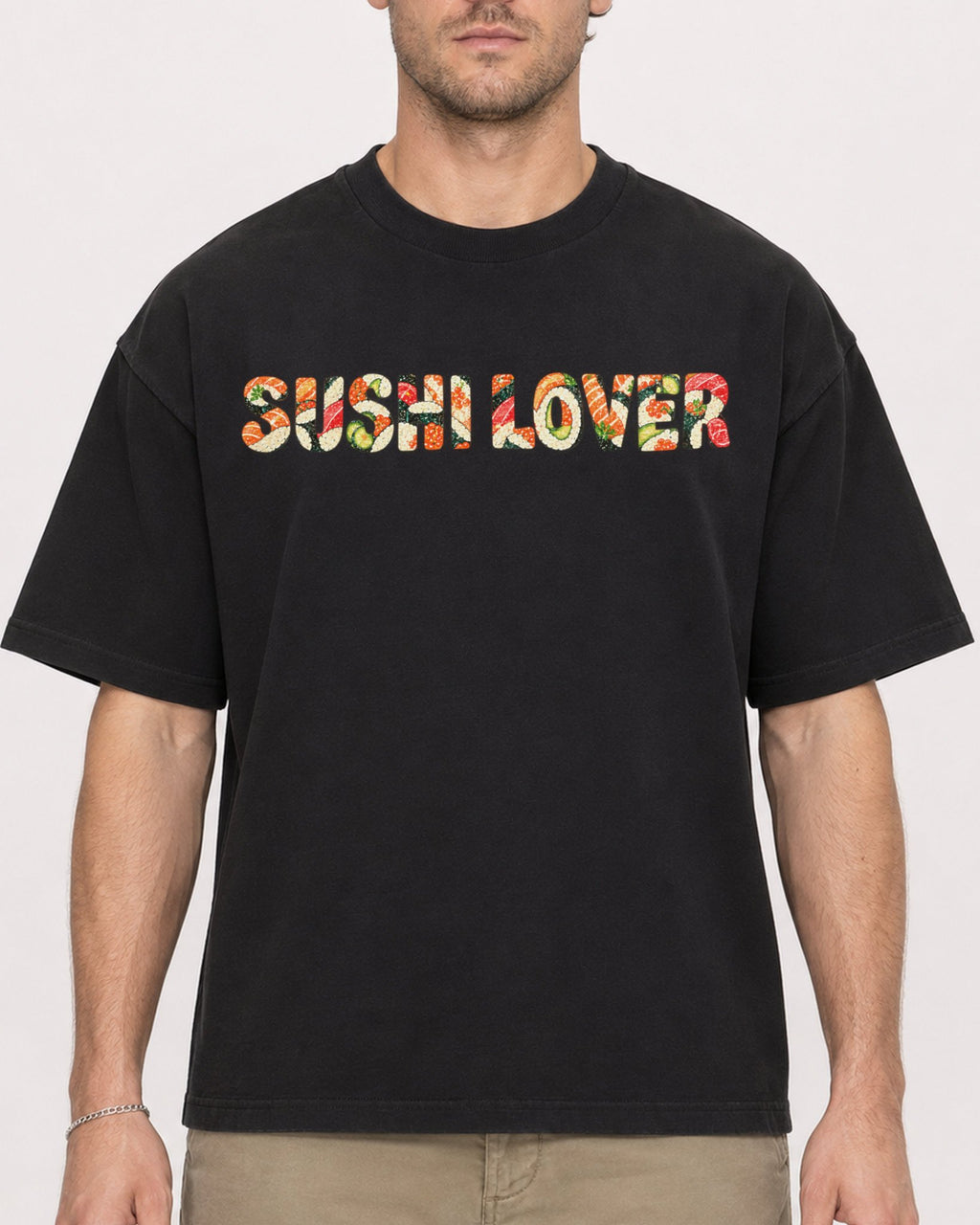 Mockup Boxy Heavyweight Tee Black male close-up 08