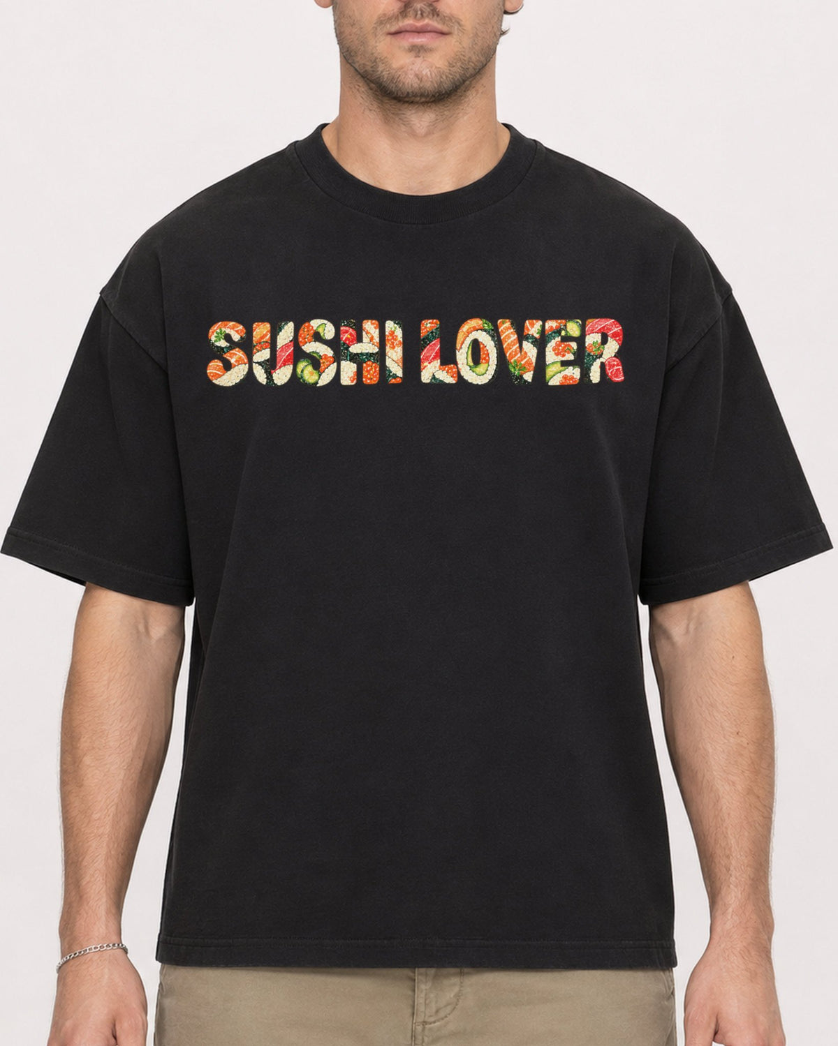 Mockup Boxy Heavyweight Tee Black male close-up 08