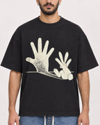 Mockup Boxy Heavyweight Tee Black male close-up 07