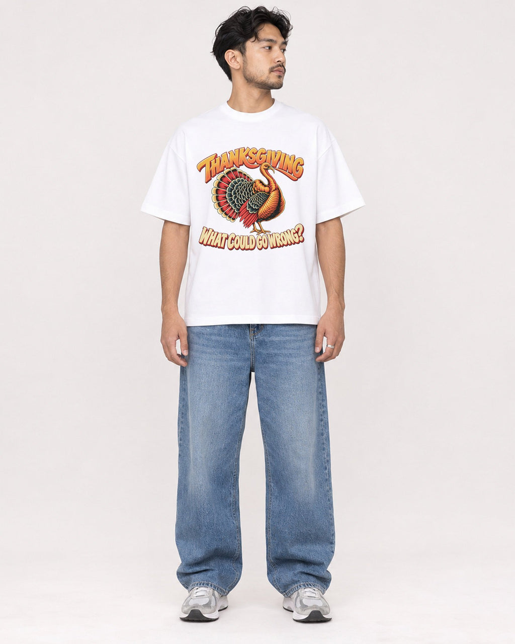 Mockup Boxy Heavyweight Tee White male full-body 02