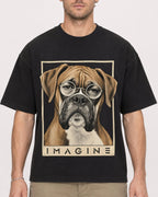 Mockup Boxy Heavyweight Tee Black male close-up 08