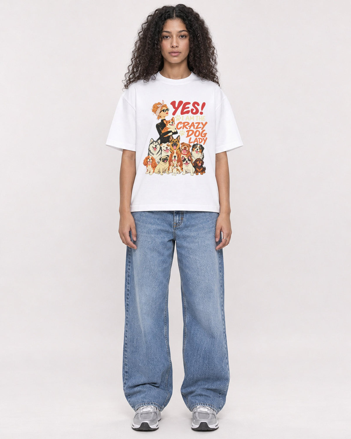 Mockup Boxy Heavyweight Tee White female full-body 10