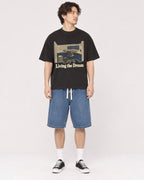 Mockup Boxy Heavyweight Tee Black male full-body 03