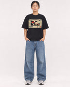 Mockup Boxy Heavyweight Tee Black female full-body 12