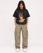 Mockup Boxy Heavyweight Tee Black female full-body 06