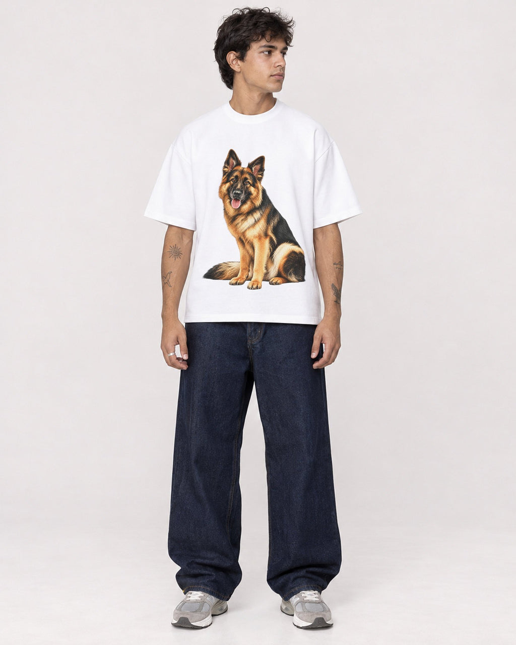 Mockup Boxy Heavyweight Tee White male full-body 06