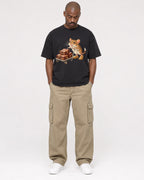 Mockup Boxy Heavyweight Tee Black male full-body 44