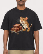 Mockup Boxy Heavyweight Tee Black male close-up 44