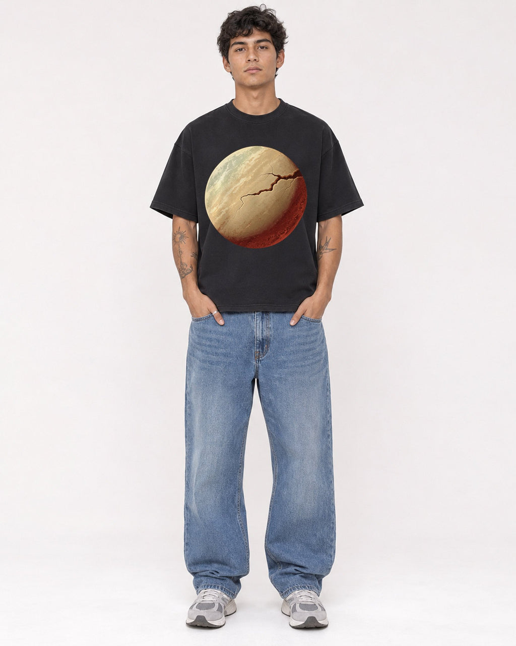 Mockup Boxy Heavyweight Tee Black male full-body 06