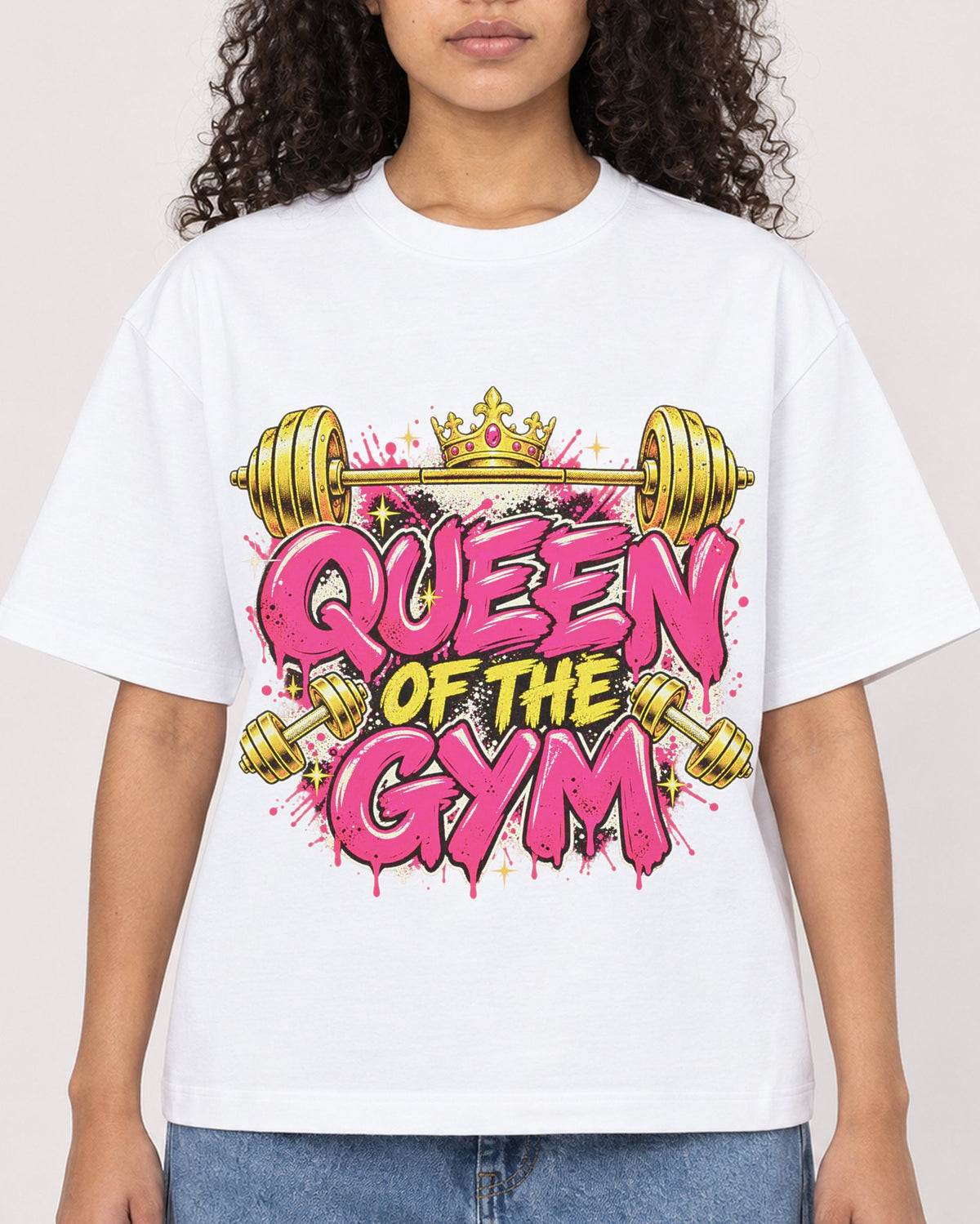 Mockup Boxy Heavyweight Tee White female close-up 10