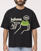 Mockup Boxy Heavyweight Tee Black male close-up 17