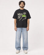 Mockup Boxy Heavyweight Tee Black male full-body 17