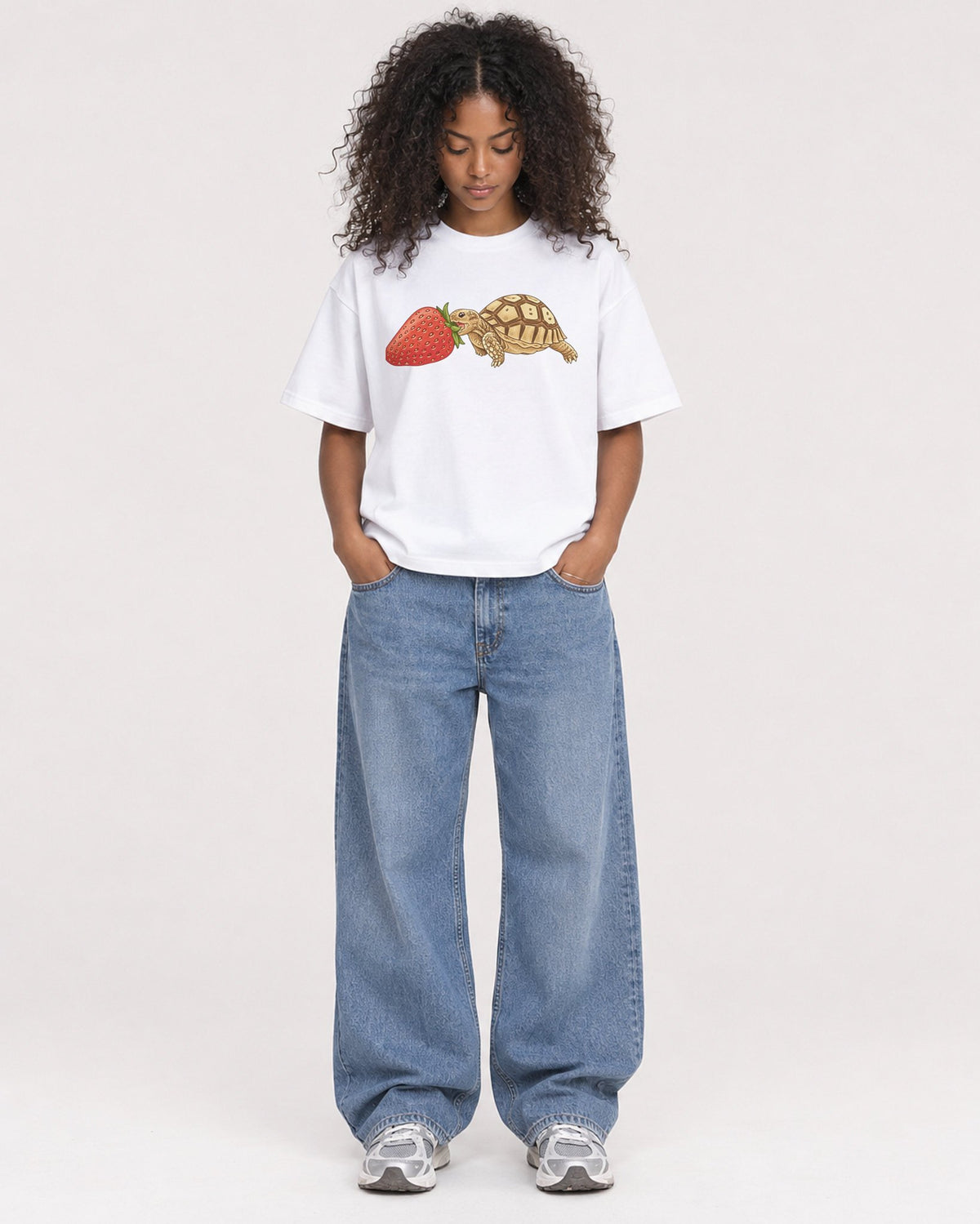 Mockup Boxy Heavyweight Tee White female full-body 05