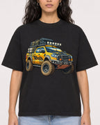 Mockup Boxy Heavyweight Tee Black female close-up 07