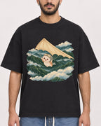 Mockup Boxy Heavyweight Tee Black male close-up 07