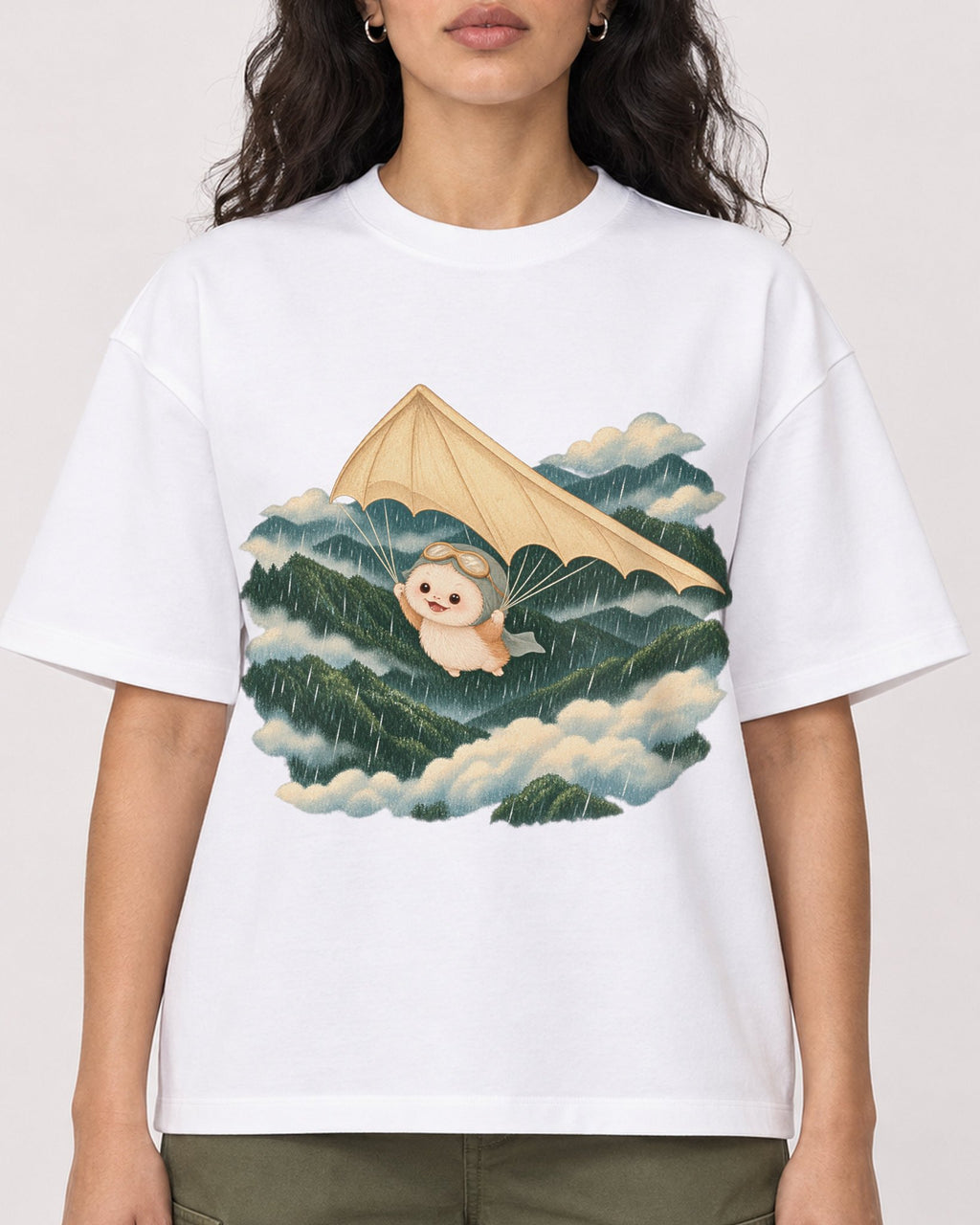 Mockup Boxy Heavyweight Tee White female close-up 07